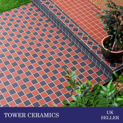 Victorian red black chequer - &,